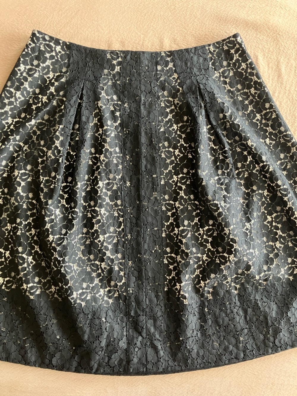 Talbots Black Lace A-Line Skirt Size 12 Cotton Blend Lined Knee Length Classic - Picture 7 of 13